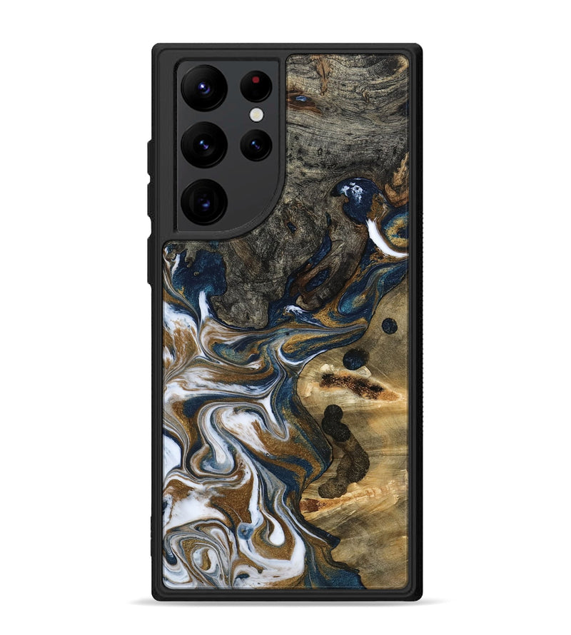 Galaxy S22 Ultra Wood Phone Case - August (Teal & Gold, 800424)