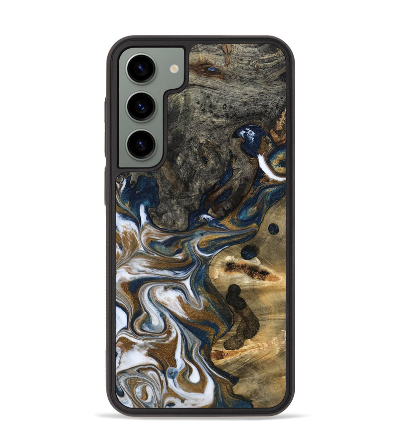 Galaxy S23 Plus Wood Phone Case - August (Teal & Gold, 800424)