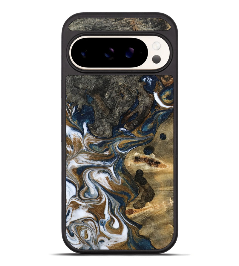 Pixel 10 Pro XL Wood Phone Case - August (Teal & Gold, 800424)