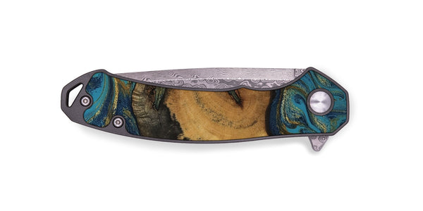 EDC Wood Pocket Knife - Scarlet (Teal & Gold, 800425)