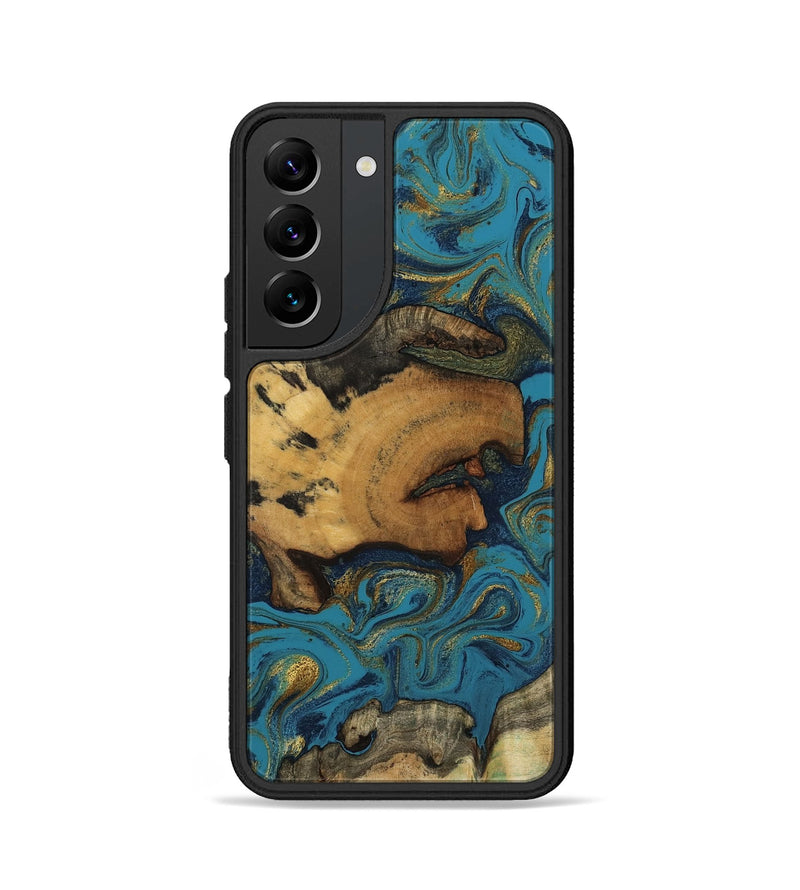 Galaxy S22 Wood Phone Case - Scarlet (Teal & Gold, 800425)