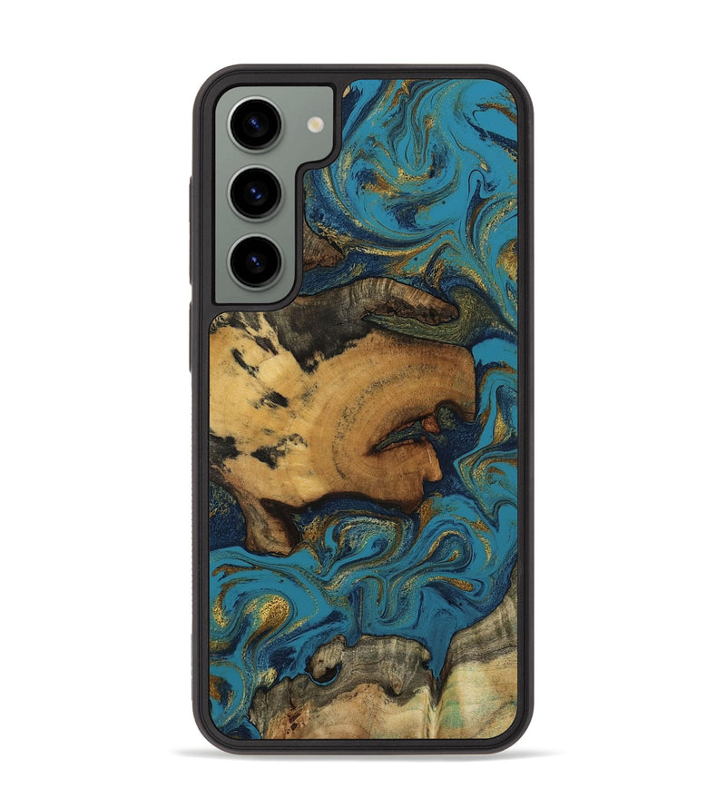 Galaxy S23 Plus Wood Phone Case - Scarlet (Teal & Gold, 800425)