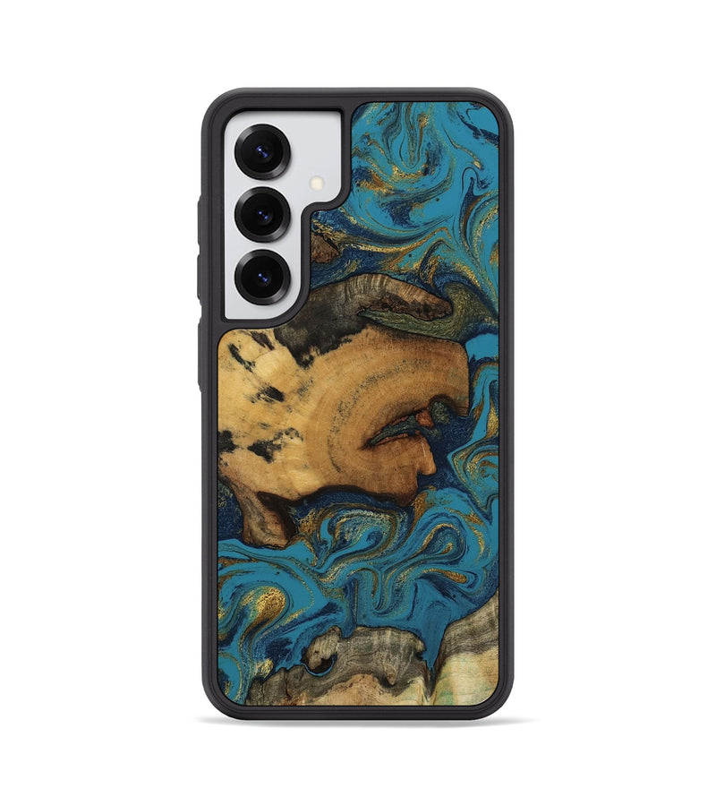 Galaxy S25 Wood Phone Case - Scarlet (Teal & Gold, 800425)