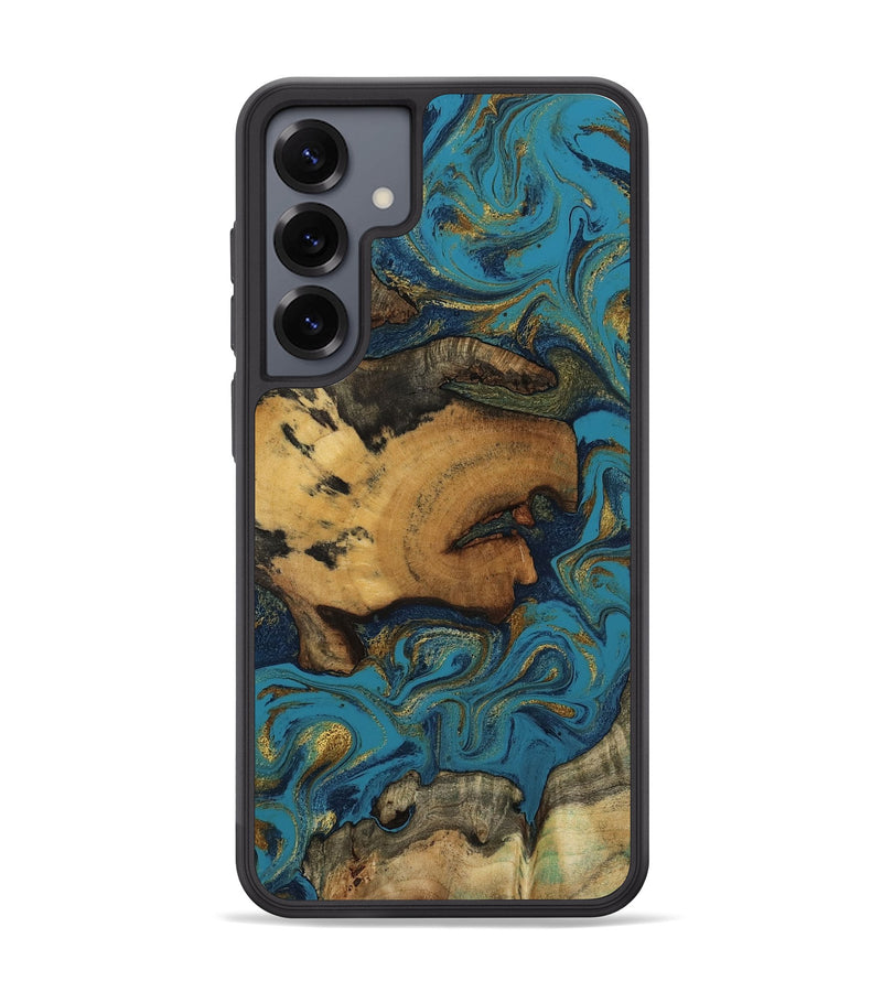 Galaxy S25 Plus Wood Phone Case - Scarlet (Teal & Gold, 800425)