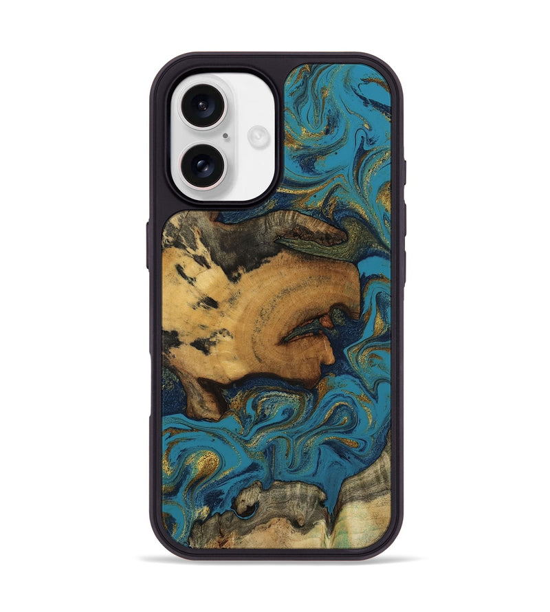 iPhone 17 Wood Phone Case - Scarlet (Teal & Gold, 800425)