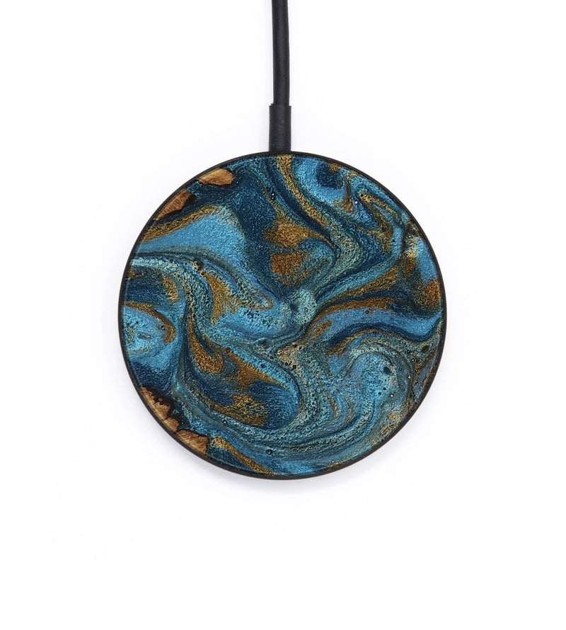 Circle Wood Wireless Charger - Jodie (Teal & Gold, 800426)