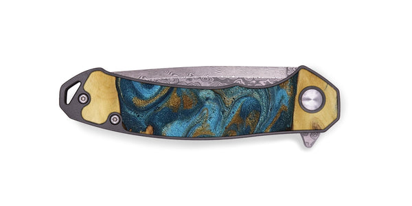 EDC Wood Pocket Knife - Jodie (Teal & Gold, 800426)