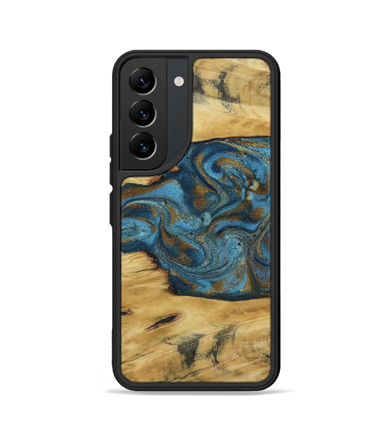 Galaxy S22 Wood Phone Case - Jodie (Teal & Gold, 800426)