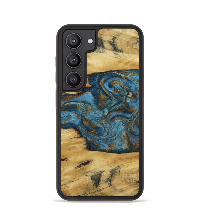 Galaxy S23 Wood Phone Case - Jodie (Teal & Gold, 800426)