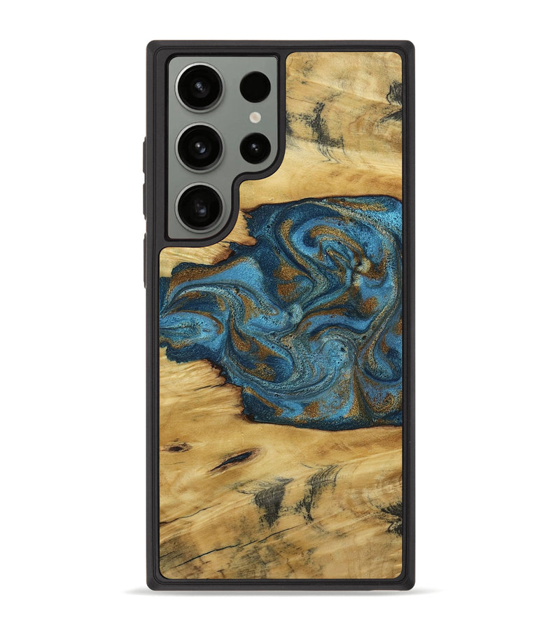 Galaxy S23 Ultra Wood Phone Case - Jodie (Teal & Gold, 800426)