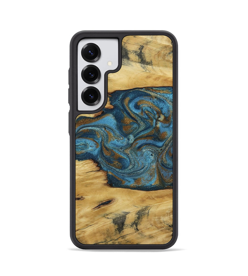 Galaxy S25 Wood Phone Case - Jodie (Teal & Gold, 800426)