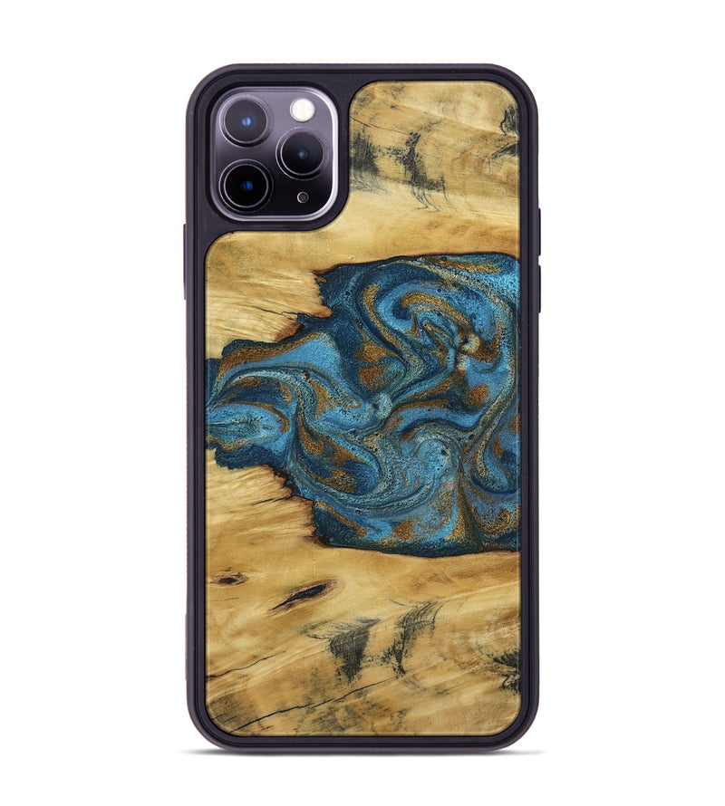 iPhone 11 Pro Max Wood Phone Case - Jodie (Teal & Gold, 800426)