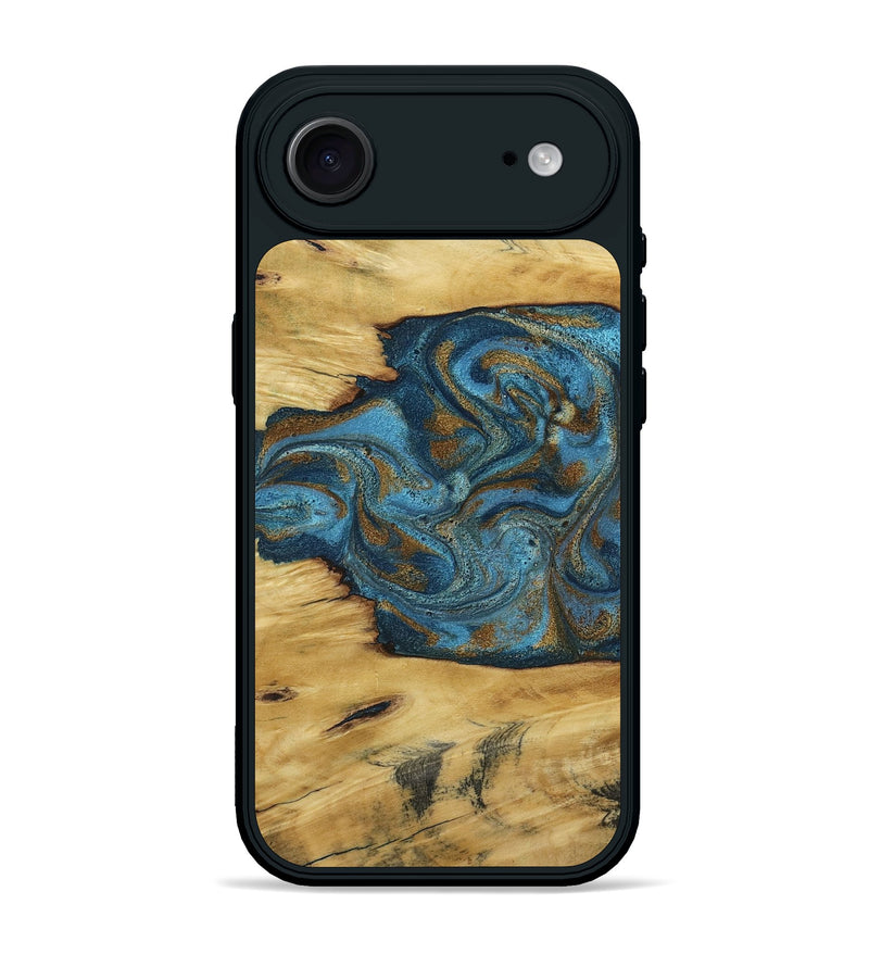 iPhone 17 Air Wood Phone Case - Jodie (Teal & Gold, 800426)