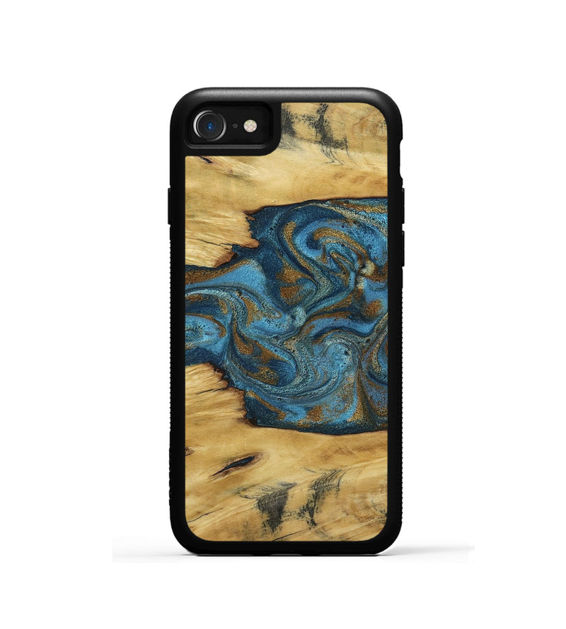 iPhone SE Wood Phone Case - Jodie (Teal & Gold, 800426)