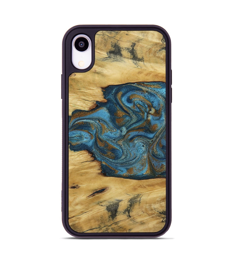 iPhone Xr Wood Phone Case - Jodie (Teal & Gold, 800426)