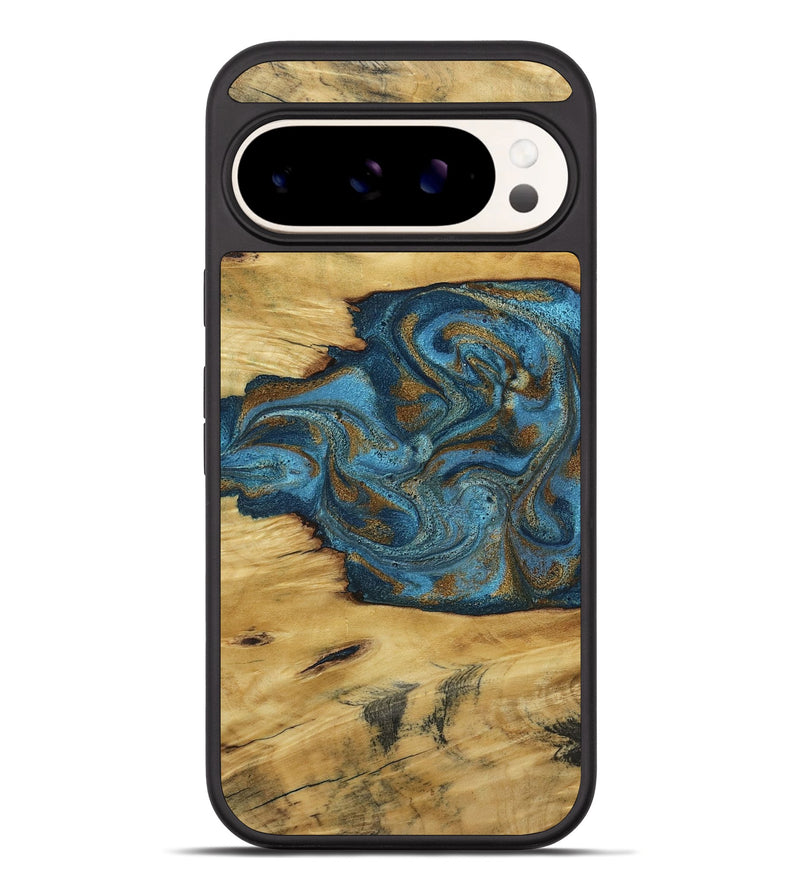 Pixel 10 Pro XL Wood Phone Case - Jodie (Teal & Gold, 800426)