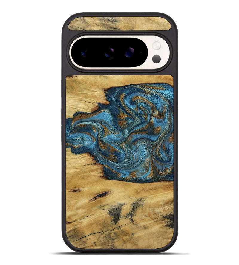 Pixel 9 Pro XL Wood Phone Case - Jodie (Teal & Gold, 800426)