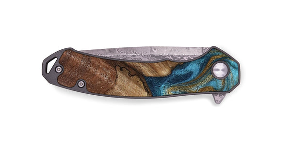 EDC Wood Pocket Knife - Coy (Teal & Gold, 800427)
