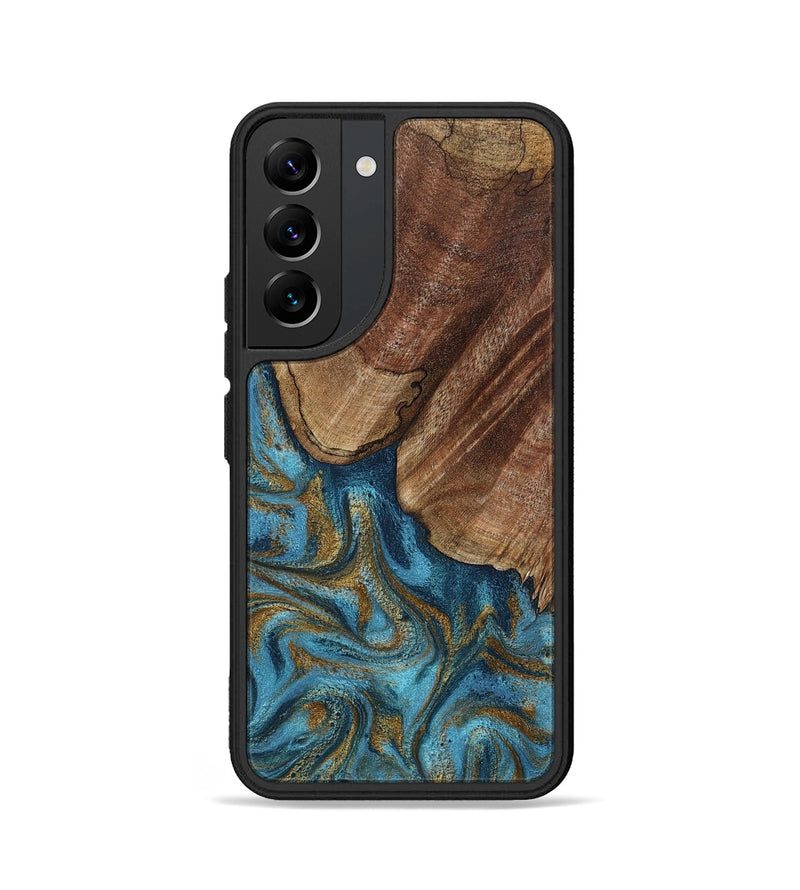 Galaxy S22 Wood Phone Case - Coy (Teal & Gold, 800427)