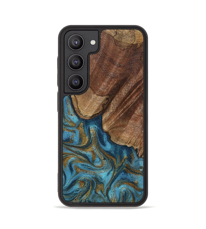 Galaxy S23 Wood Phone Case - Coy (Teal & Gold, 800427)