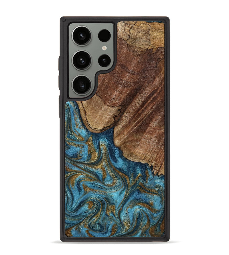 Galaxy S23 Ultra Wood Phone Case - Coy (Teal & Gold, 800427)