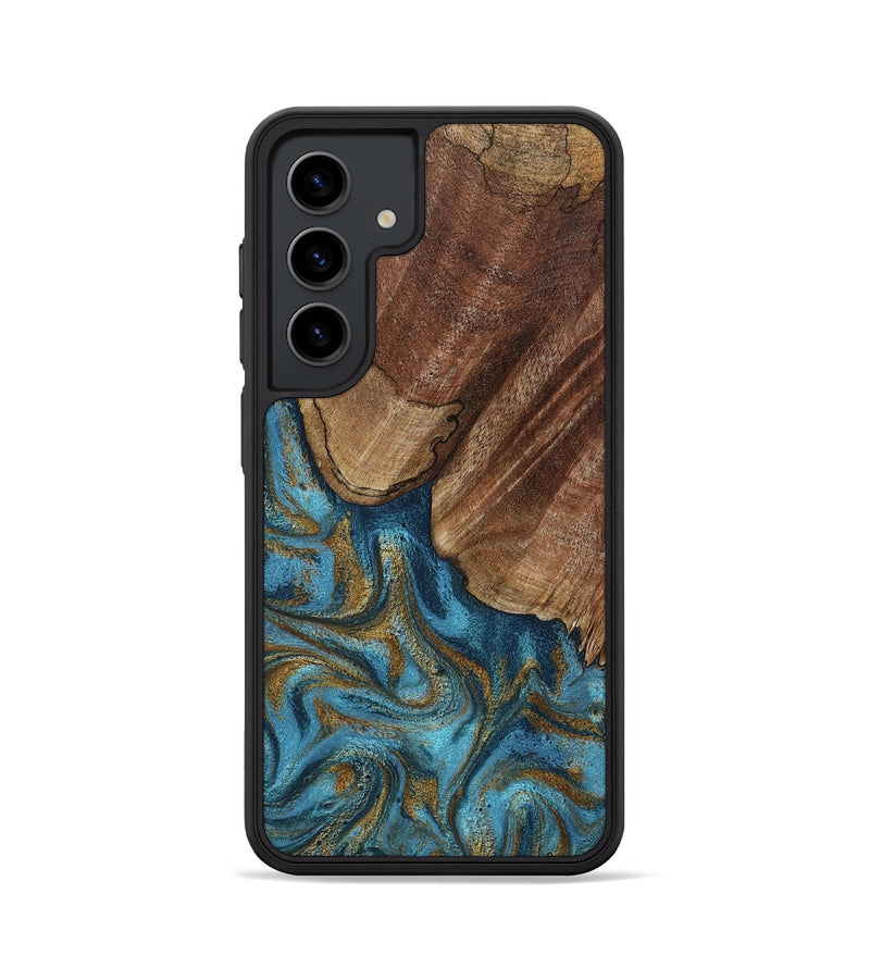 Galaxy S24 Wood Phone Case - Coy (Teal & Gold, 800427)