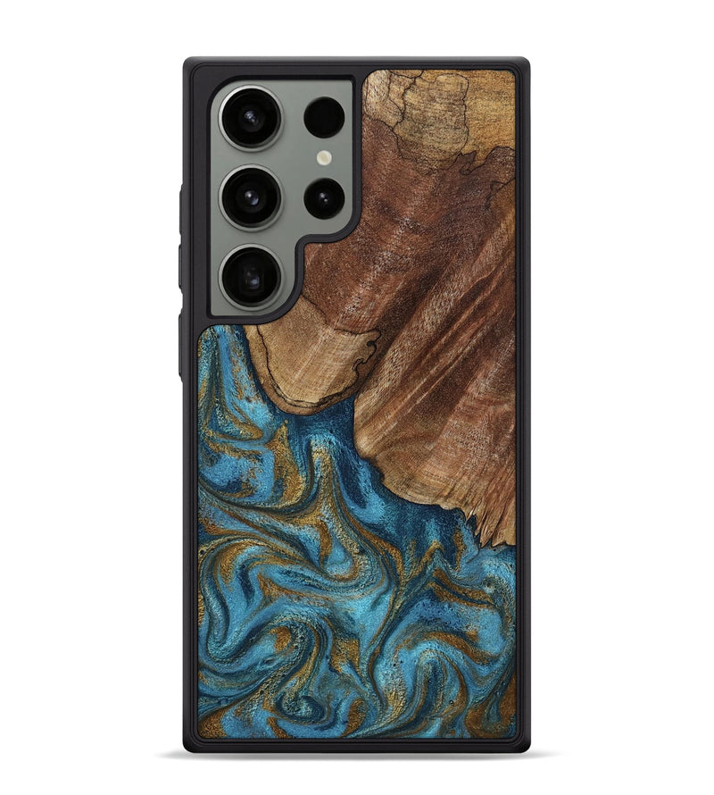Galaxy S24 Ultra Wood Phone Case - Coy (Teal & Gold, 800427)