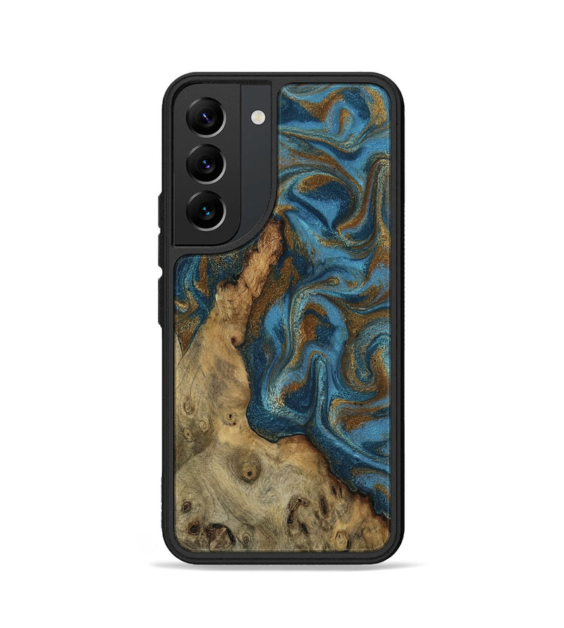 Galaxy S22 Wood Phone Case - Adan (Teal & Gold, 800429)