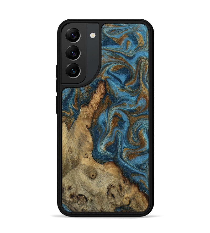 Galaxy S22 Plus Wood Phone Case - Adan (Teal & Gold, 800429)