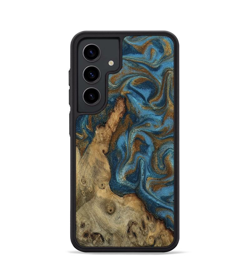 Galaxy S24 Wood Phone Case - Adan (Teal & Gold, 800429)