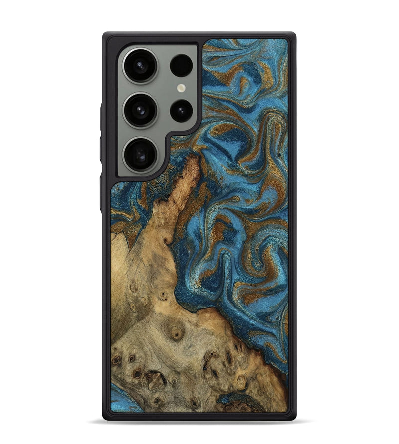 Galaxy S24 Ultra Wood Phone Case - Adan (Teal & Gold, 800429)
