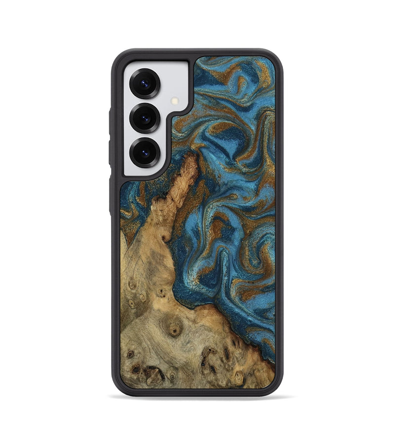 Galaxy S25 Wood Phone Case - Adan (Teal & Gold, 800429)