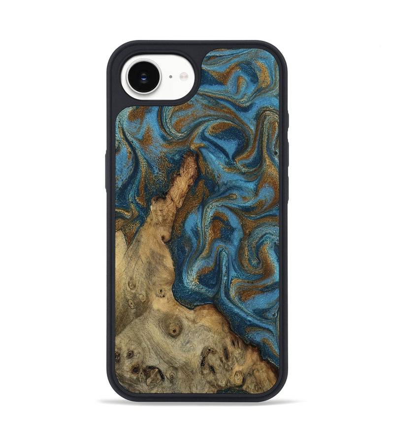 iPhone 16e Wood Phone Case - Adan (Teal & Gold, 800429)