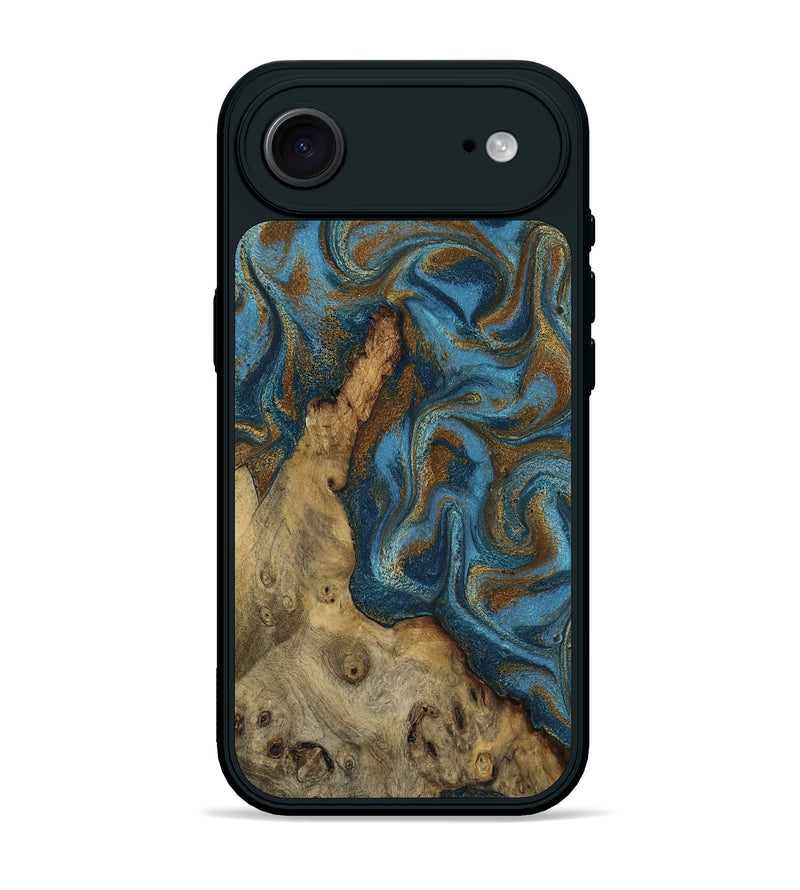 iPhone 17 Air Wood Phone Case - Adan (Teal & Gold, 800429)