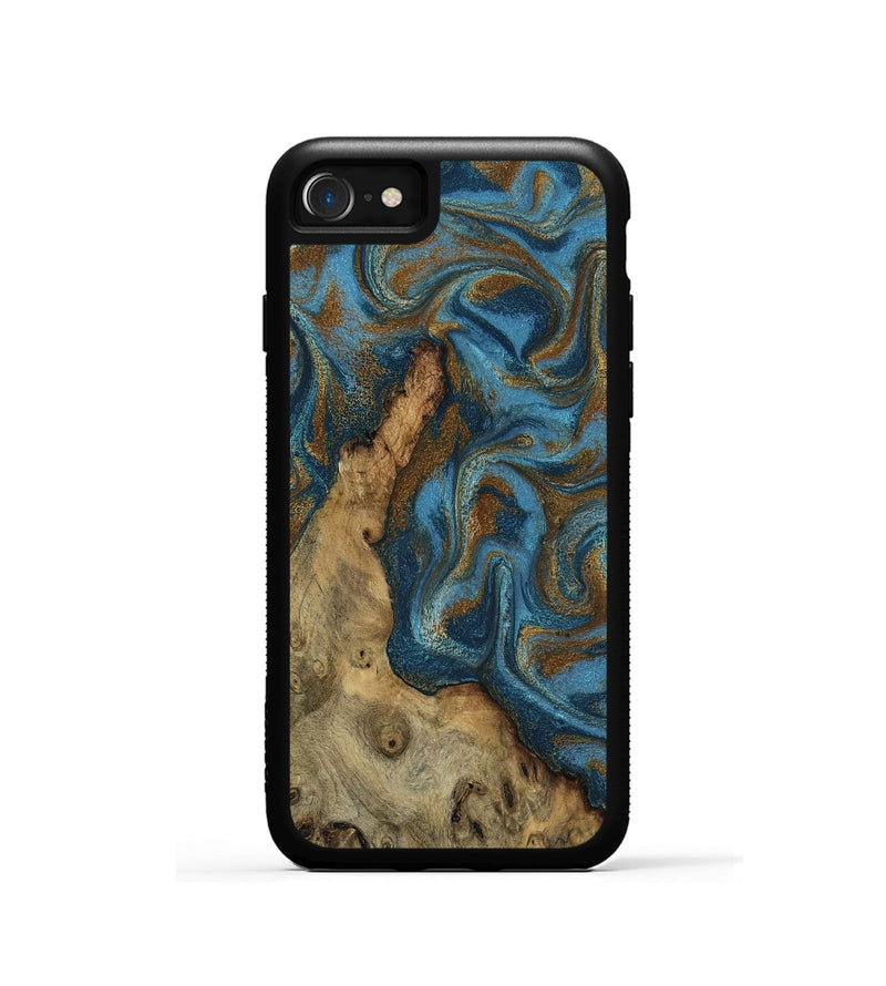 iPhone SE Wood Phone Case - Adan (Teal & Gold, 800429)