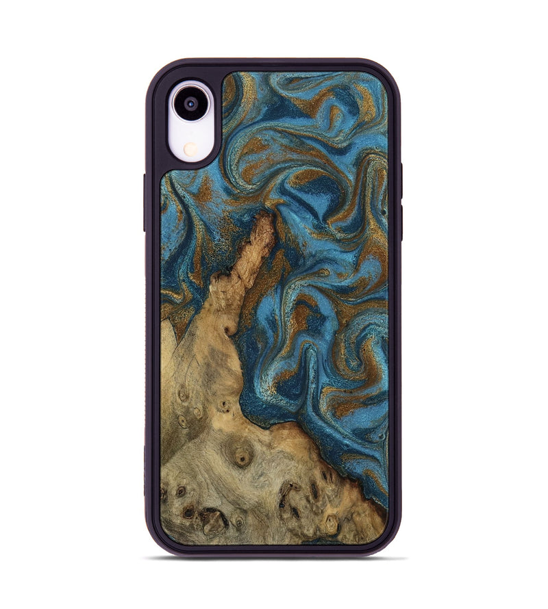 iPhone Xr Wood Phone Case - Adan (Teal & Gold, 800429)