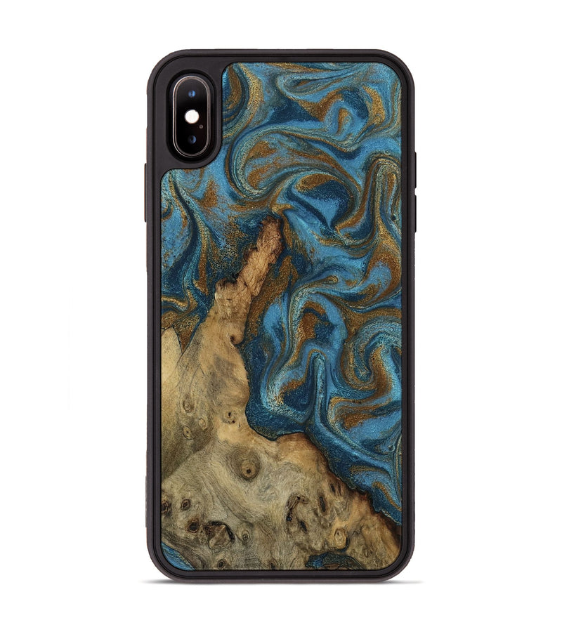 iPhone Xs Max Wood Phone Case - Adan (Teal & Gold, 800429)