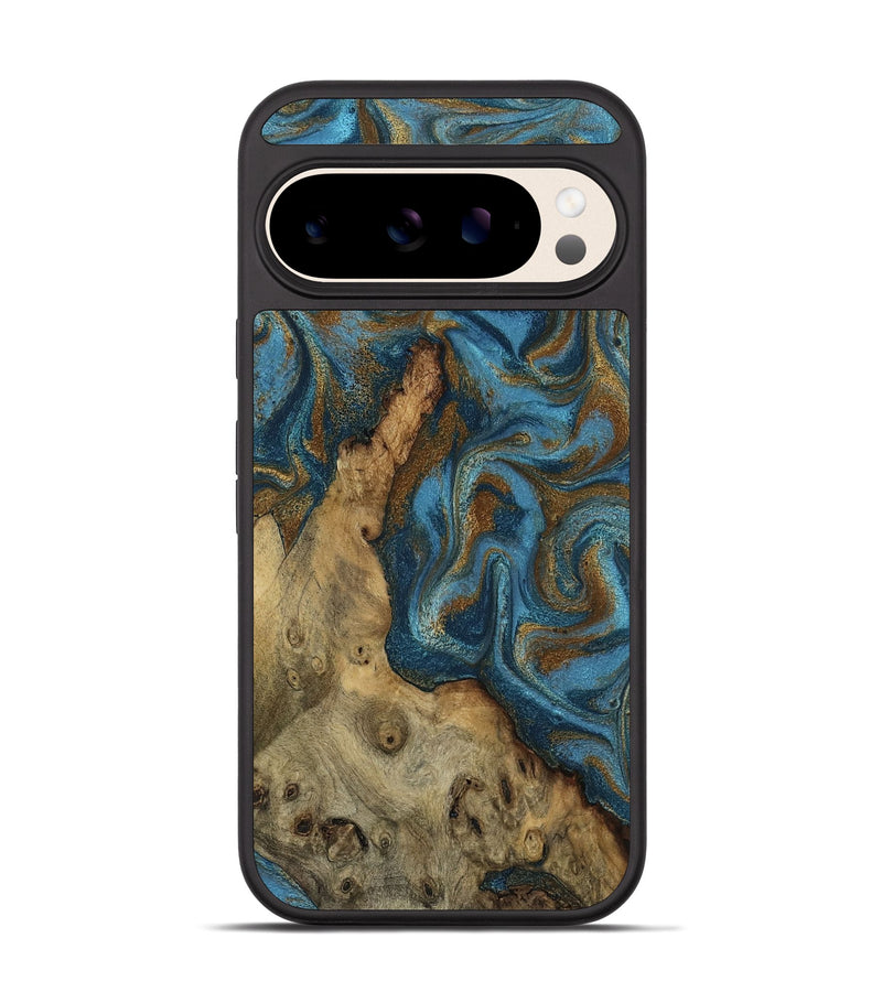 Pixel 10 Wood Phone Case - Adan (Teal & Gold, 800429)