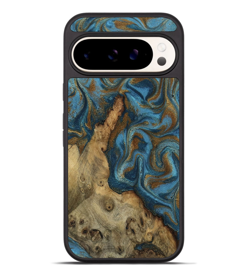 Pixel 9 Pro XL Wood Phone Case - Adan (Teal & Gold, 800429)