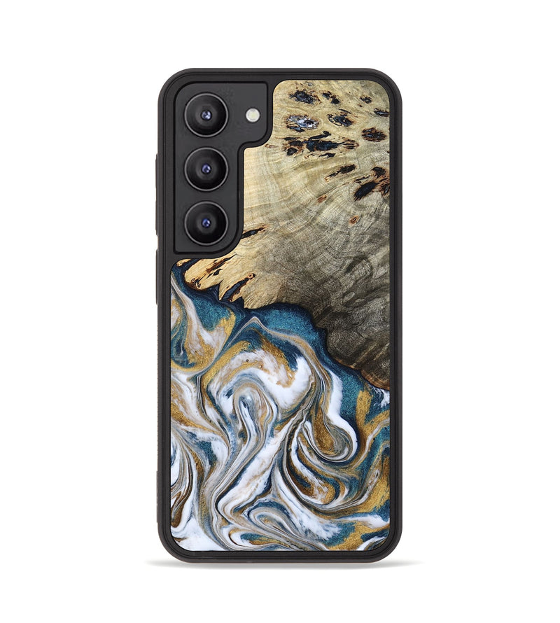 Galaxy S23 Wood Phone Case - Esther (Teal & Gold, 800430)