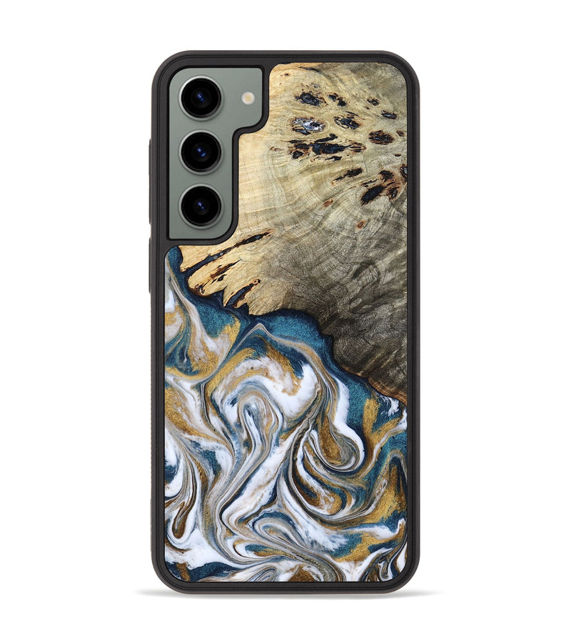 Galaxy S23 Plus Wood Phone Case - Esther (Teal & Gold, 800430)