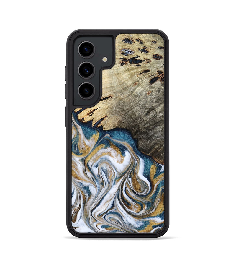 Galaxy S24 Wood Phone Case - Esther (Teal & Gold, 800430)