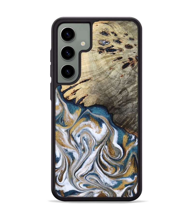 Galaxy S24 Plus Wood Phone Case - Esther (Teal & Gold, 800430)