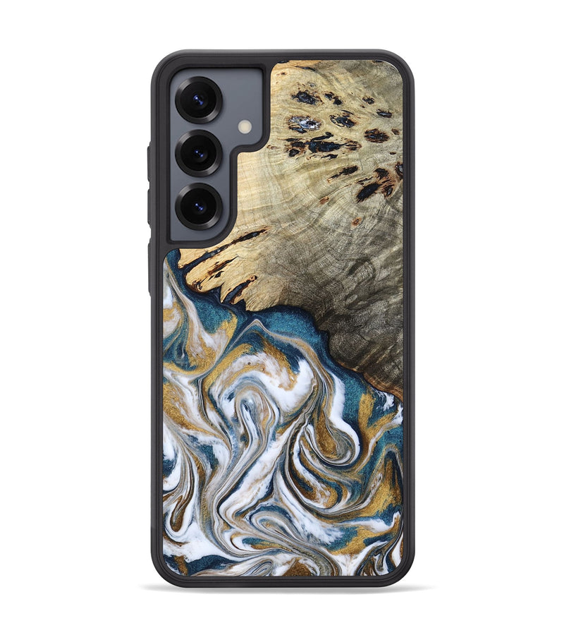 Galaxy S25 Plus Wood Phone Case - Esther (Teal & Gold, 800430)