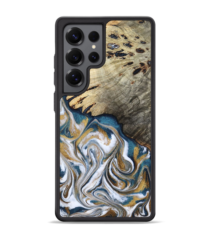 Galaxy S25 Ultra Wood Phone Case - Esther (Teal & Gold, 800430)