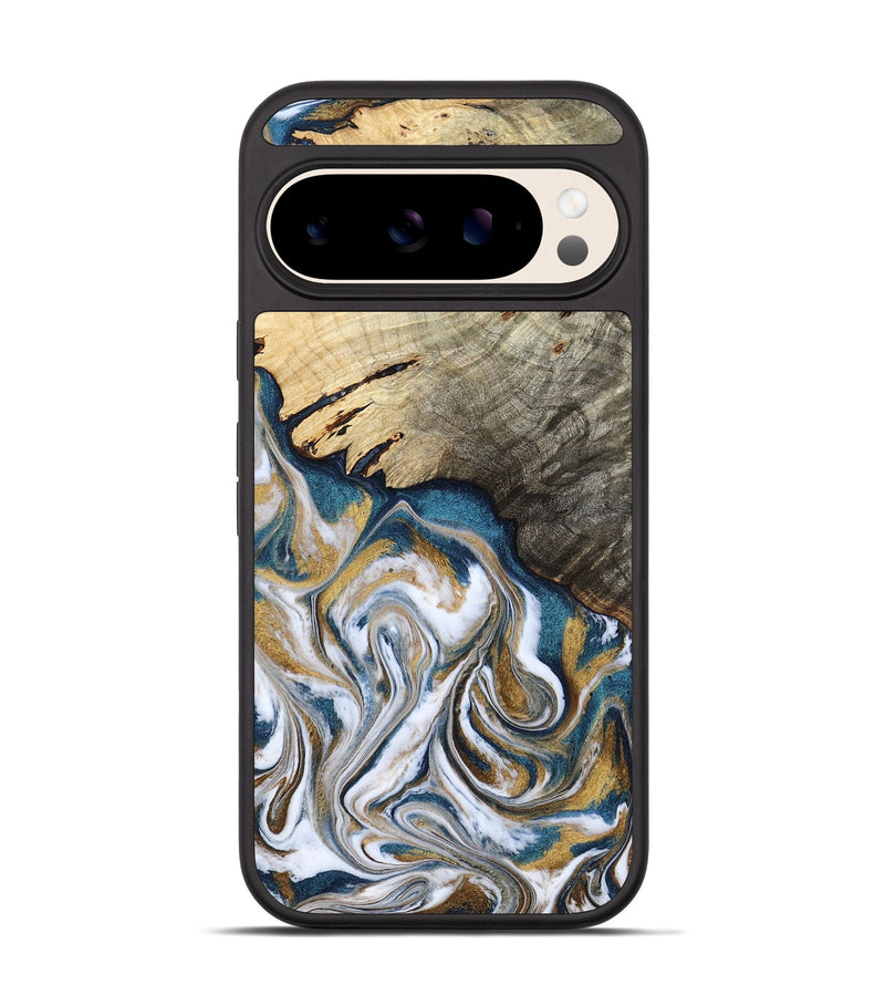 Pixel 10 Wood Phone Case - Esther (Teal & Gold, 800430)