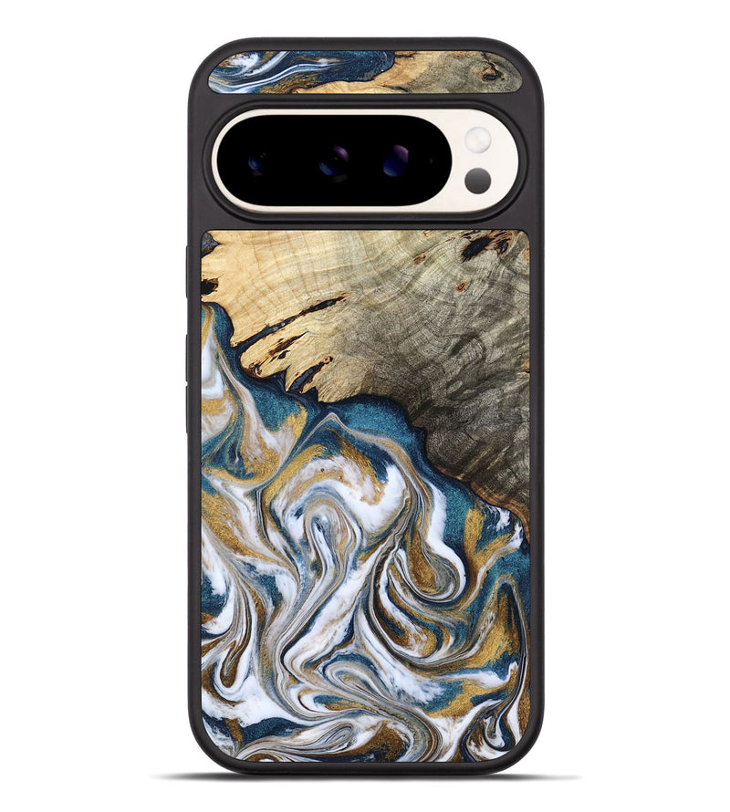 Pixel 9 Pro XL Wood Phone Case - Esther (Teal & Gold, 800430)