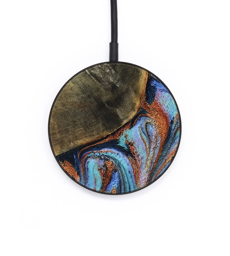 Circle Wood Wireless Charger - Dallas (Teal & Gold, 800431)