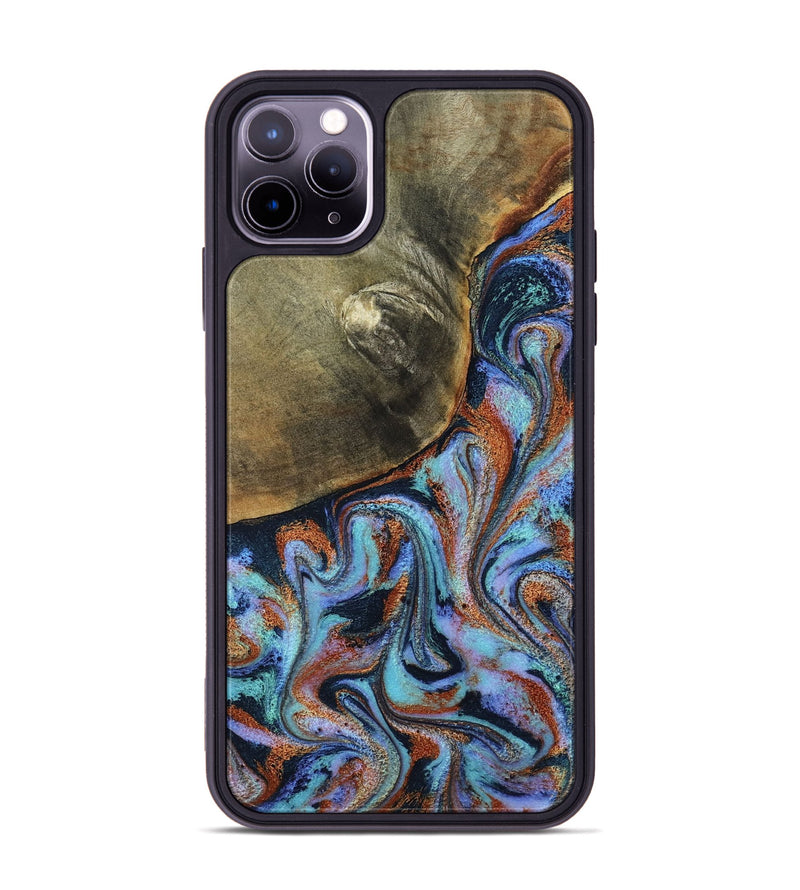iPhone 11 Pro Max Wood Phone Case - Dallas (Teal & Gold, 800431)