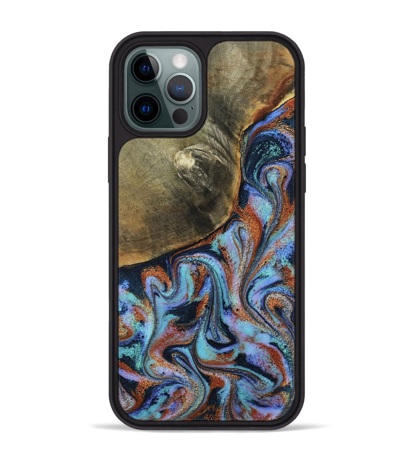 iPhone 12 Pro Max Wood Phone Case - Dallas (Teal & Gold, 800431)